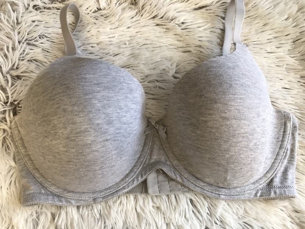 Ambrielle 36DD Bra Gray Natural Comfort Lightly Lined Demi Underwire Back Close